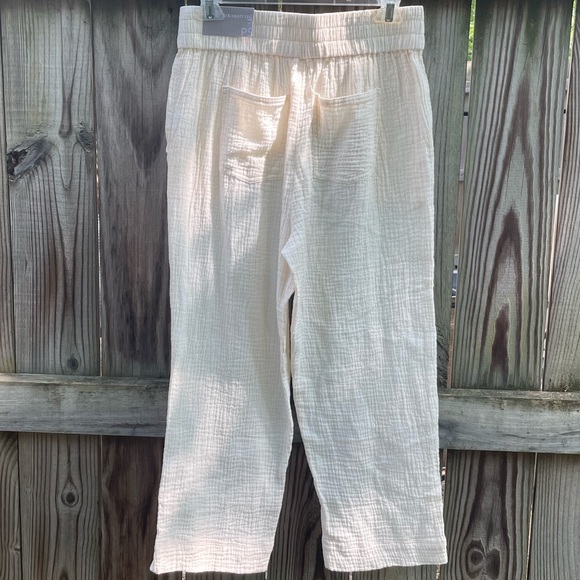 NWT soft surrounding linen summer capris pants cropped straight leg white - Picture 3 of 5